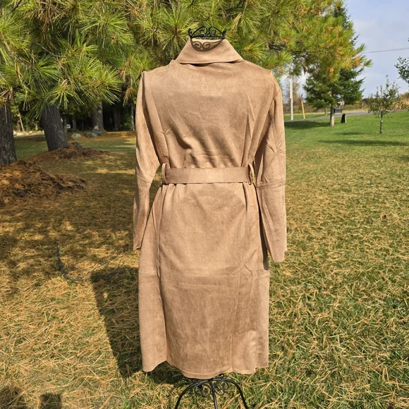 Promesa Faux Suede Long Jacket, Caramel Tan, Size S, NWT - Picture 2 of 11